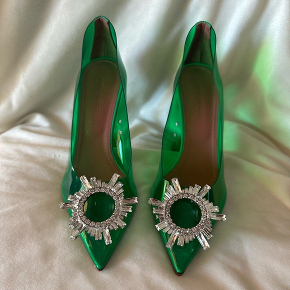 Amina Muaddi Shoes - Amina Mauddi Green heels Size 36.5